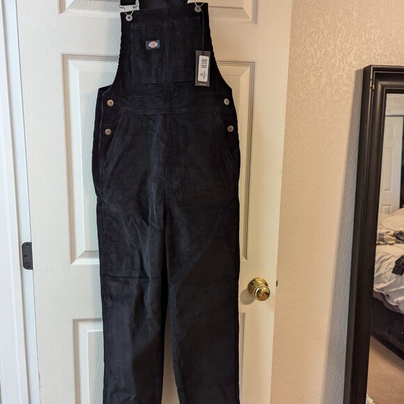 Nwt Dickies haleyville black corduroy overalls bibs sz small - Picture 2 of 6